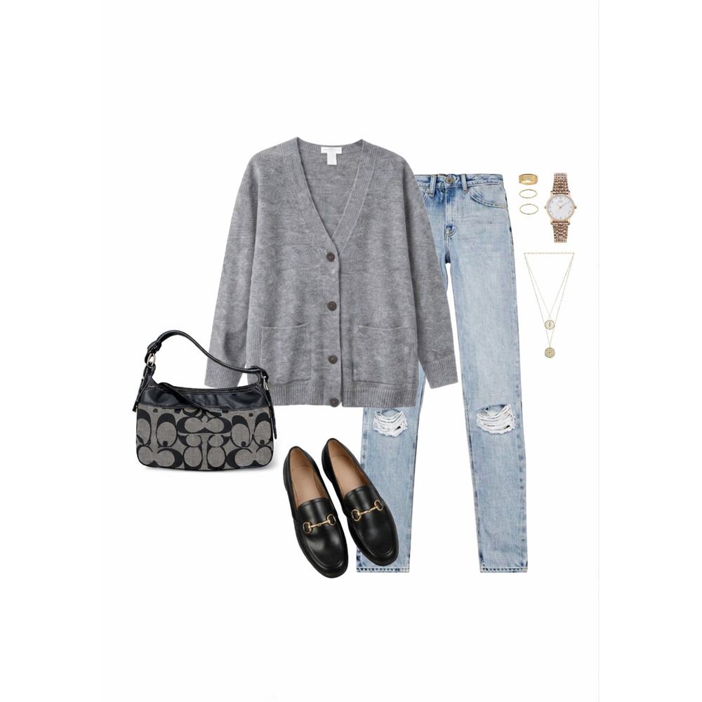 Vintage Merino Wool Cardigan Oversized Knit | Quiet Luxury Spring Capsule Layer